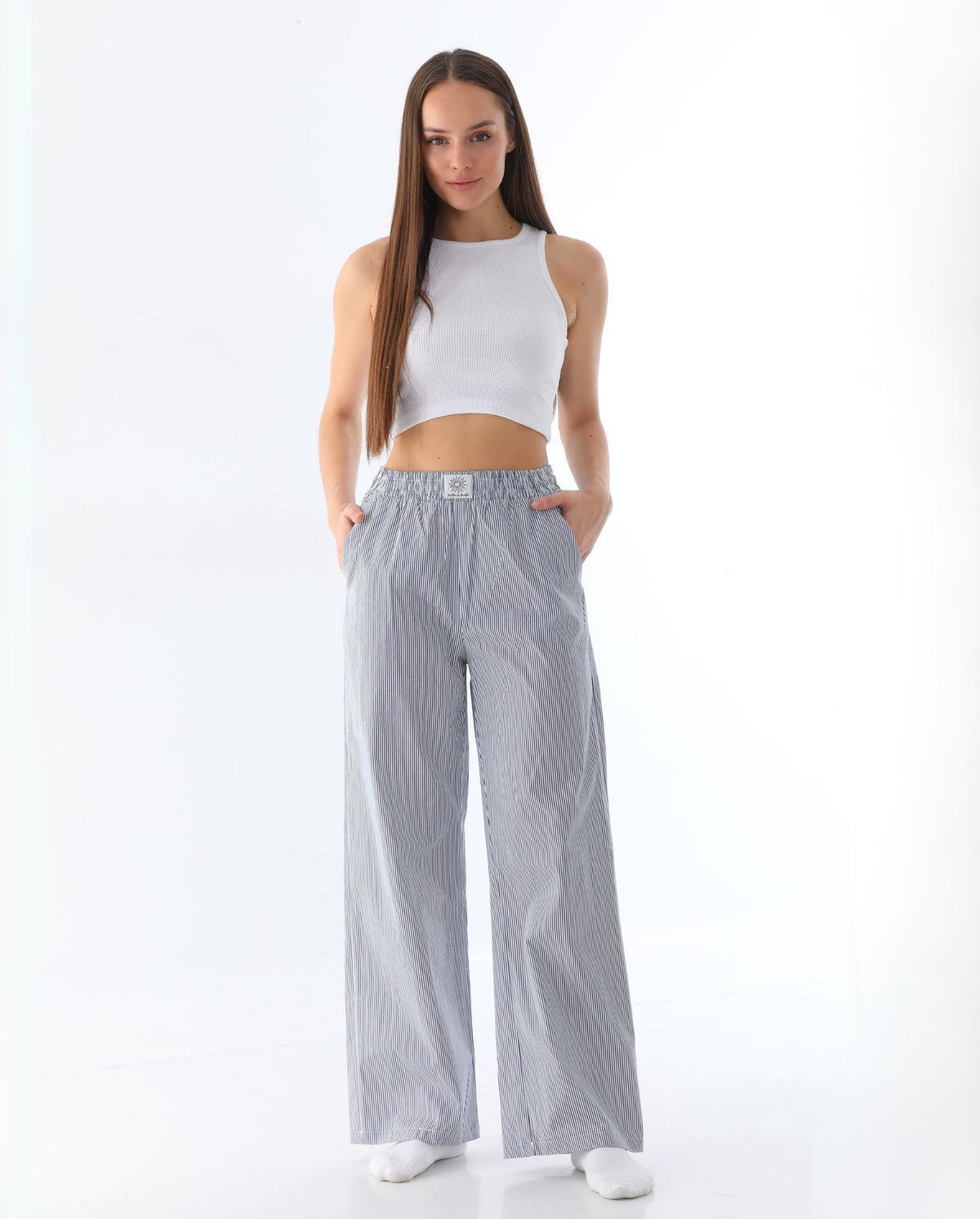Striped Trousers – Navy Blue