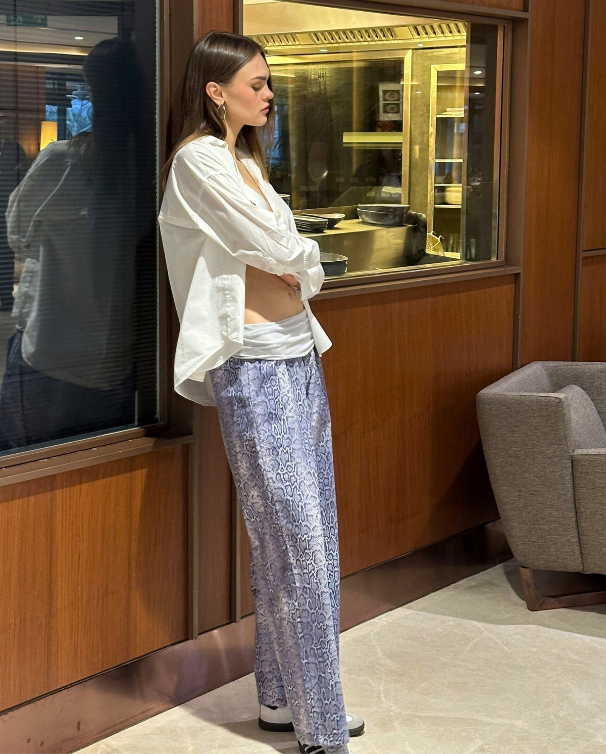 GIGI Trousers – Blue/Grey Snake Print