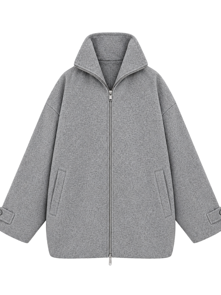 Gray Fur-Collar Jacket