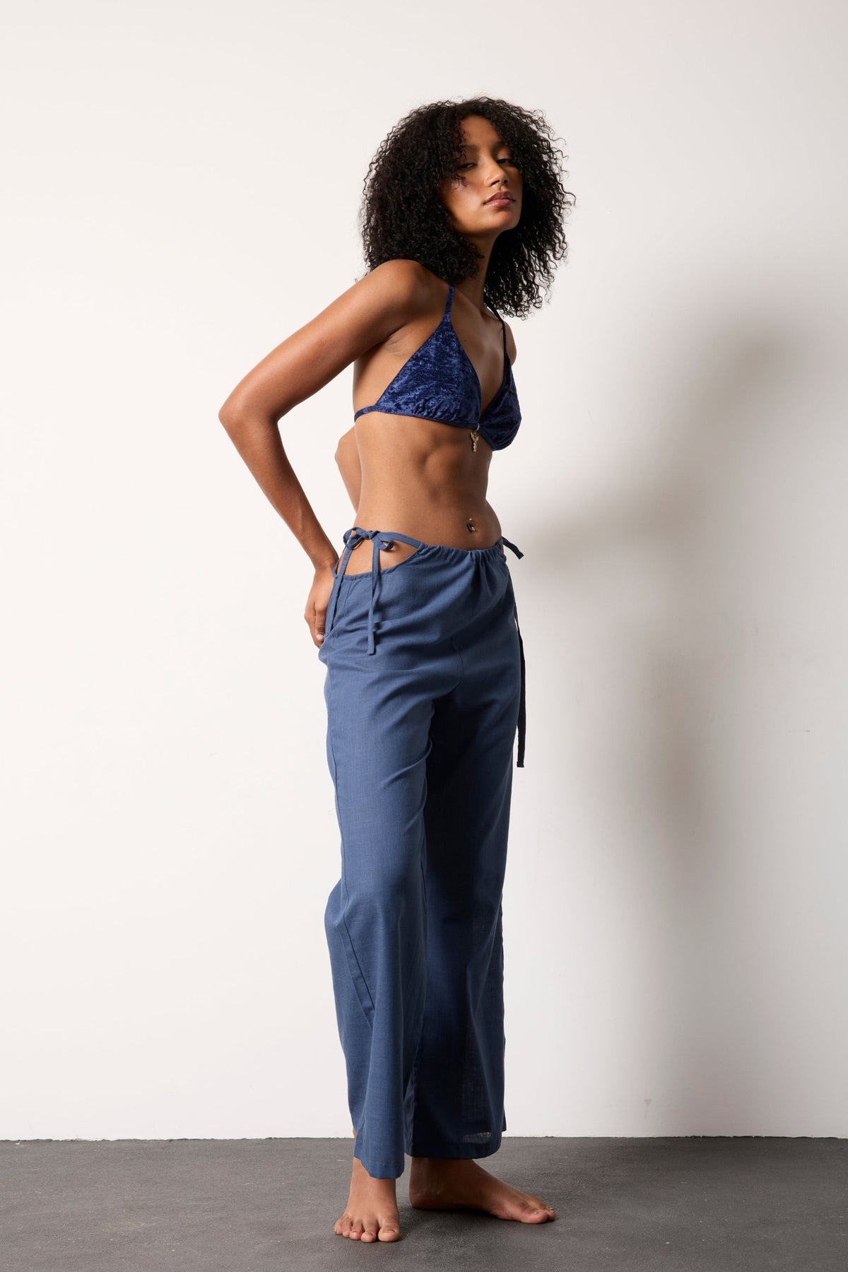 KETEN PANTOLON - LACİVERT